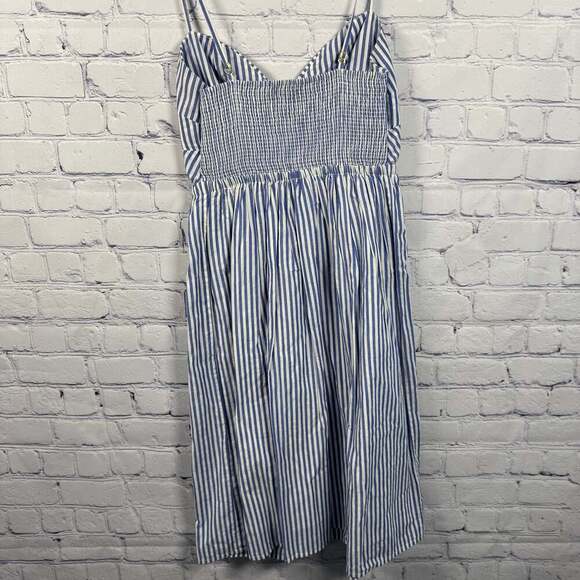NWT J Crew Factory Blue White Cotton Stripe Tank Dress Size 00 - Picture 3 of 6